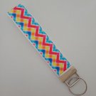 Blue yellow and pink zigzag print key fob wristlet Blue yellow and pink zigzag print key fob wristlet