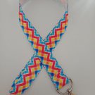 Blue yellow and pink zigzag print lanyard / ID holder / badge holder