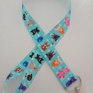 Bright blue dog print lanyard / ID holder / badge holder Bright blue dog print lanyard / ID holder / badge holder