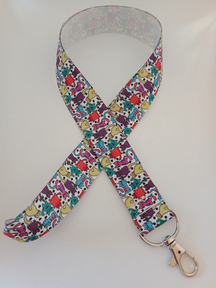 Bright cat print lanyard / ID holder / badge holder