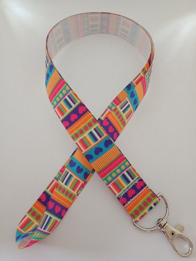 Bright heart pattern lanyard / ID holder / badge holder