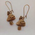 Bronze toadstool charm earrings