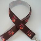 Brown and pink beach print lanyard / ID holder / badge holder