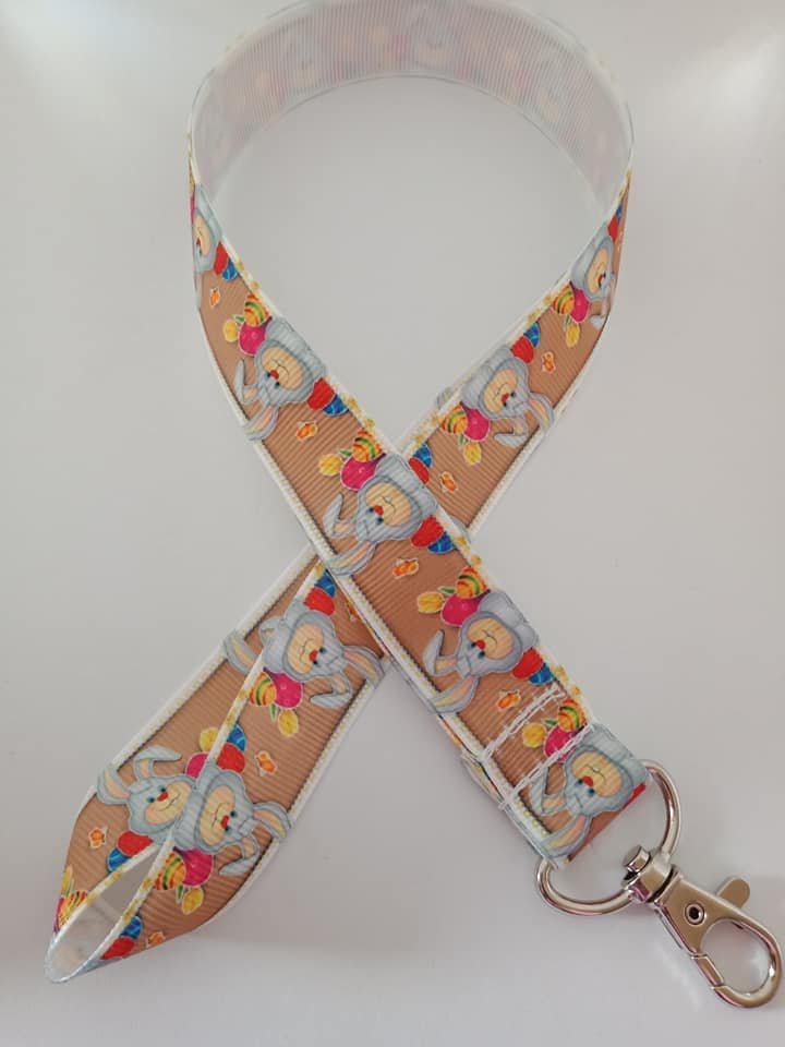 Brown Easter bunny / Easter egg lanyard / ID holder / badge holder