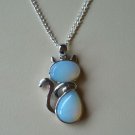 Cat charm /white opalite necklace