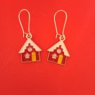 Gold Christmas gingerbread house earrings