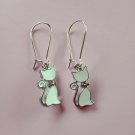 Silver white enamel cat charm earrings Silver white enamel cat charm earrings
