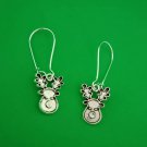 Silver reindeer face charm Christmas earrings Silver reindeer face charm Christmas earrings