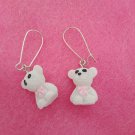 White teddy bear charm earrings