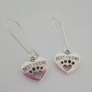 Dog pay best friends heart charm silver earrings