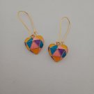 Gold and enamel colored heart earrings