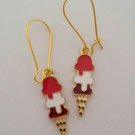 Gold and enamel ice cream Summer earrings