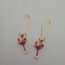 Gold and enamel tropical drink earrings