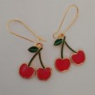 Gold cherry heart resin earrings