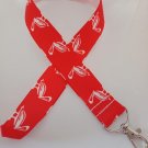Red pelican print lanyard / ID holder / badge holder