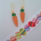 Gold enamel carrot charm earrings