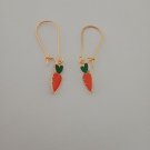 Small gold carrot charm earrings