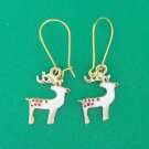 Gold enamel reindeer Christmas earrings