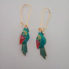 Gold blue and green parrot charm earrings Gold blue and green parrot charm earrings