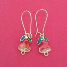 Gold and red Christmas bell charm earrings