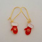 Gold red and white Christmas mitten / glove earrings Gold red and white Christmas mitten / glove earrings