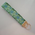Green and blue flower print key fob wristlet Green and blue flower print key fob wristlet
