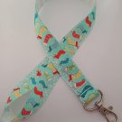 Green Christmas stocking lanyard / ID holder / badge holder