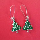 Green Christmas tree earrings