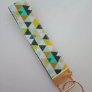 Green triangle print key fob wristlet