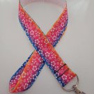 Tropical flower rainbow print lanyard / ID holder / badge holder