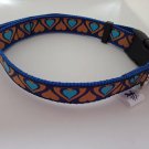 Blue and gold heart adjustable dog collar medium