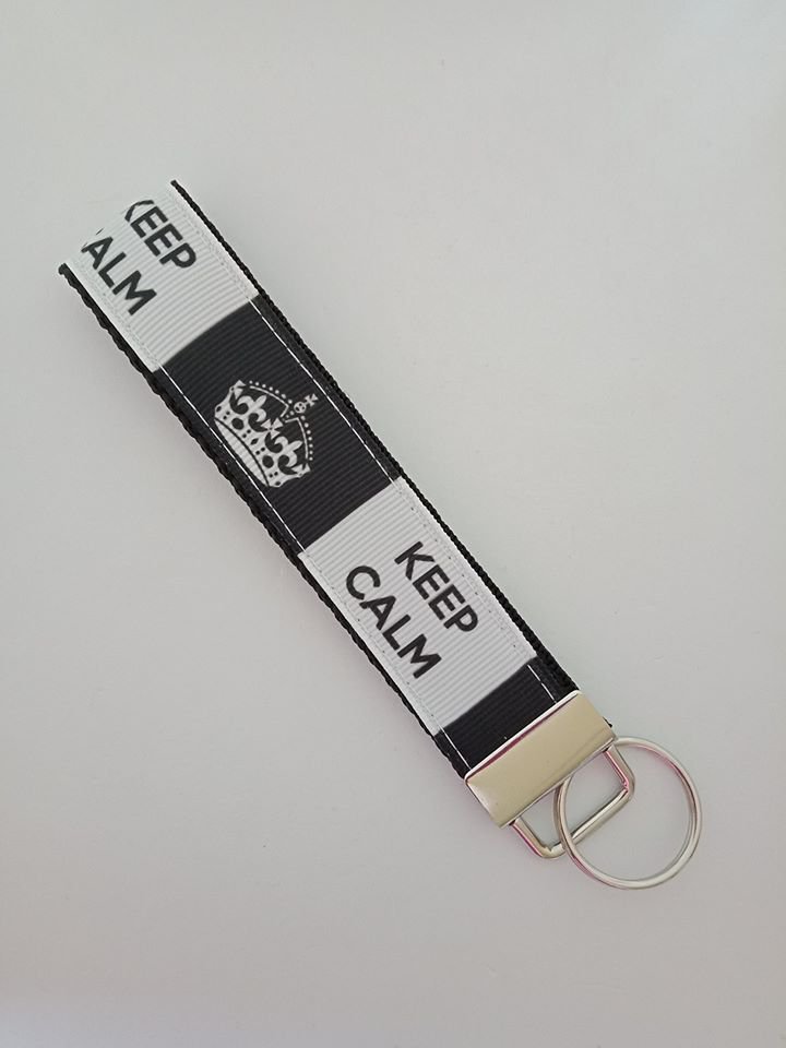 Keep calm key fob wristlet