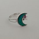 Moon and stars celestial mood ring