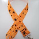 Orange and black spider web Halloween lanyard / ID holder / badge holder Orange and black spider web Halloween lanyard / ID holder / badge holder