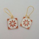 Orange and white gold mosaic earrings
