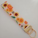 Orange and yellow sunflower key fob wristlet