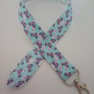 Light blue and purple dragon print lanyard / ID holder / badge holder Light blue and purple dragon print lanyard / ID holder / badge holder