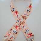 Orange Santa Claus / snowman print lanyard / ID holder / badge holder