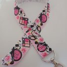 Pink make-up cosmetics / fashion lanyard / ID holder / badge holder
