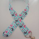 Pink and blue dolphin lanyard / ID holder / badge holder