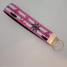 Pink and blue nautical / sail boat print key fob wristlet Pink and blue nautical / sail boat print key fob wristlet