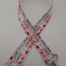 Pink and blue reindeer and snowman cup cake lanyard / ID holder / badge holder