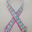 Pink and blue tooth print lanyard / ID holder / badge holder