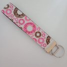 Brown and pink donut key fob wristlet