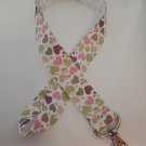 Pink and green patchwork heart lanyard / ID holder / badge holder