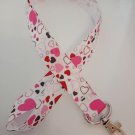 Pink and red heart / Valentine's Day lanyard / ID holder / badge holder
