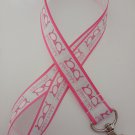 Pink and white glasses adorkable print lanyard / ID holder / badge holder