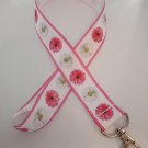 Pink and white flower lanyard / ID holder / badge holder