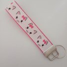 Pink and white kitten / cat key fob wristlet Pink and white kitten / cat key fob wristlet