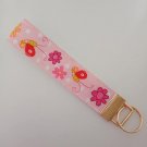 Pink butterfly key fob wristlet